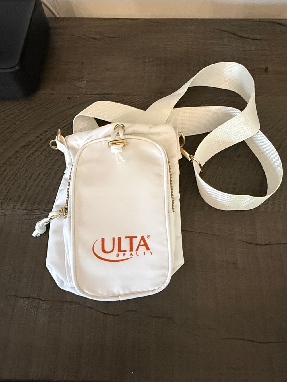 Ulta Beauty White Crossbody with Orange Logo Accent